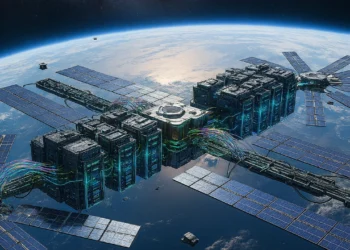 مرکز دادهٔ مداری مجهز به صفحات خورشیدی در مدار زمین