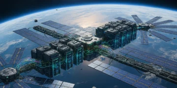 مرکز دادهٔ مداری مجهز به صفحات خورشیدی در مدار زمین