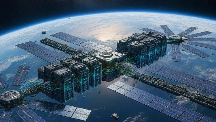 مرکز دادهٔ مداری مجهز به صفحات خورشیدی در مدار زمین