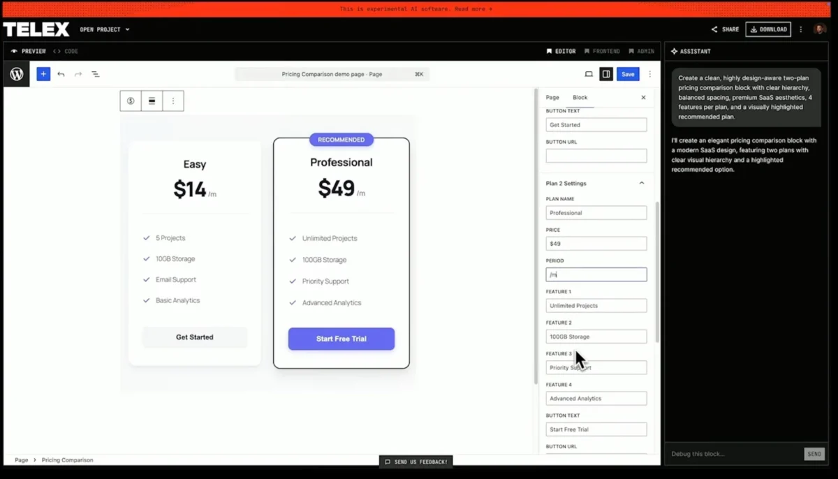 انقلاب ساخت وب با هوش مصنوعی Telex