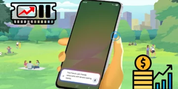 تصویر گرافیکی دستی که یک گوشی را گرفته و آیکون‌هایی که نشان‌دهنده افزایش قیمت قطعات (مانند RAM) و قیمت نهایی محصول هستند.