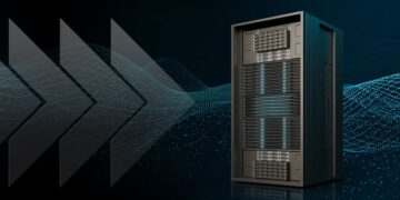 نمای سه‌بعدی از رک سرور AMD Helios برای پردازش‌های سنگین هوش مصنوعی.