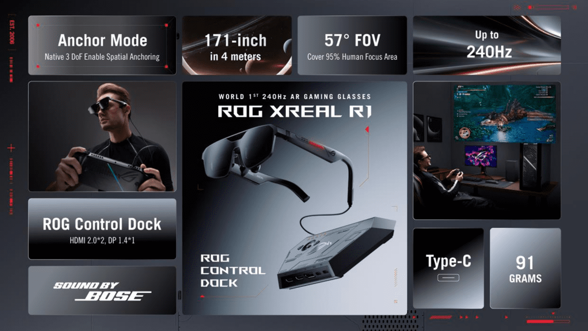 عینک گیمینگ واقعیت افزوده ROG XREAL R1 AR ایسوس رونمایی شد