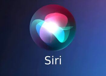 لوگوی رنگارنگ و کروی دستیار صوتی سیری (Siri) بر روی پس‌زمینه تیره.