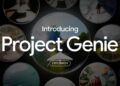 گرافیک معرفی Project Genie از Google Experiments با عنوان «Introducing Project Genie». تصویر شامل مجموعهای از کرههای بصری (spherical thumbnails) است که محیطهای سهبعدی، مناظر طبیعی، فضاهای داخلی و صحنههای شبیهسازیشده را نمایش میدهند. تمرکز تصویر بر مفهوم World Sketching و تولید محیطهای تعاملی است.