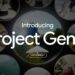 گرافیک معرفی Project Genie از Google Experiments با عنوان «Introducing Project Genie». تصویر شامل مجموعه‌ای از کره‌های بصری (spherical thumbnails) است که محیط‌های سه‌بعدی، مناظر طبیعی، فضاهای داخلی و صحنه‌های شبیه‌سازی‌شده را نمایش می‌دهند. تمرکز تصویر بر مفهوم World Sketching و تولید محیط‌های تعاملی است.