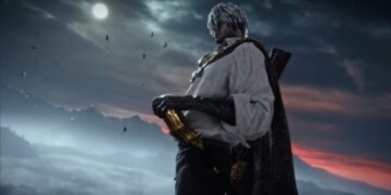 نمای نزدیک از یک کاراکتر مرد با موهای خاکستری در فضایی فانتزی و تاریک زیر نور ماه.