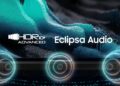 تصویری تبلیغاتی که لوگوی HDR10+ Advanced و عبارت Eclipsa Audio را روی پس‌زمینه‌ای از امواج صوتی و یک ساندبار نشان می‌دهد.