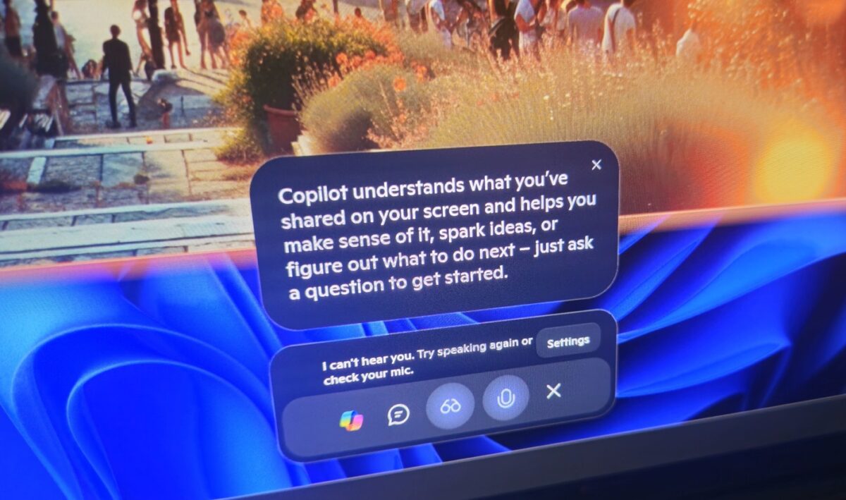 پیام راهنمای کوپایلت روی دسکتاپ درباره درک محتوای به اشتراک گذاشته شده روی صفحه.