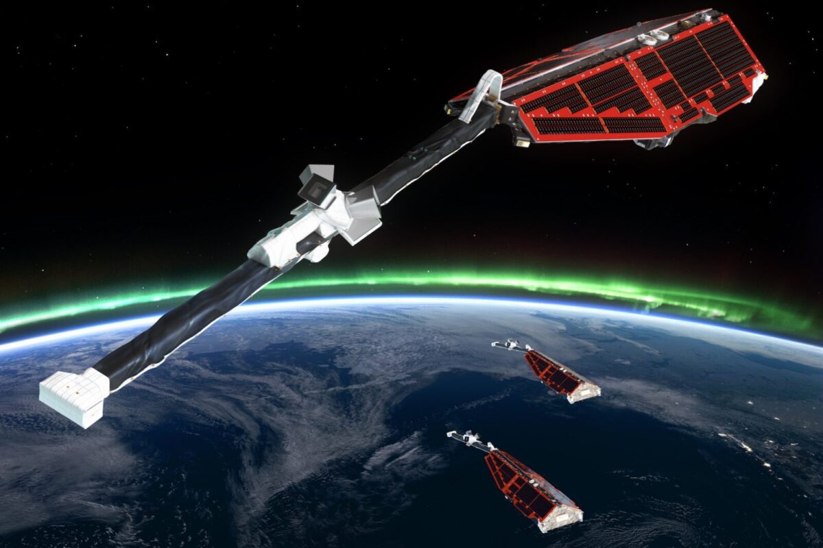 تصویر مفهومی از ماهوارههای مأموریت فضایی آژانس فضایی اروپا در مدار زمین