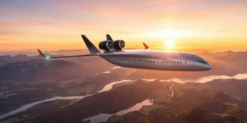 هواپیمای Horizon Evo از شرکت Natilus در حال پرواز در آسمان