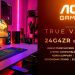 تصویر تبلیغاتی مانیتورهای AOC Gaming 24G4ZR و 27G4ZR در یک ستاپ گیمینگ با نورپردازی RGB، همراه با اطلاعات فنی شامل نرخ نوسازی 260 هرتز، پنل Fast IPS، زمان پاسخگویی 1ms GtG و پشتیبانی از G‑SYNC Compatible.