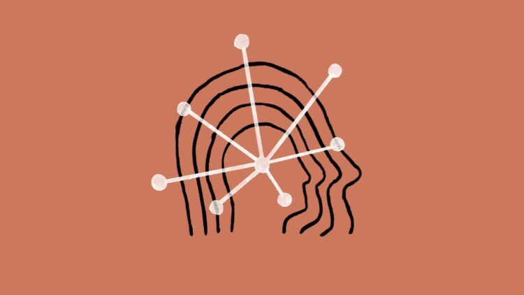 طرح گرافیکی مینیمال از یک سر انسان و شبکه‌ای از نقاط برای معرفی Claude Opus 4.6.