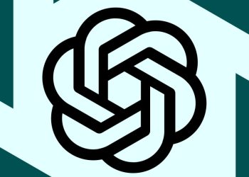 لوگوی مشکی و هندسی چت‌جی‌پی‌تی (OpenAI) بر روی پس‌زمینه سبز تیره و روشن.