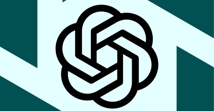 لوگوی مشکی و هندسی چتجیپیتی (OpenAI) بر روی پسزمینه سبز تیره و روشن.