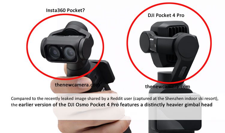 تصویر مقایسهای بین دو دوربین گیمبال دستی با برچسبهای Insta360 Pocket و DJI Pocket 4 Pro.