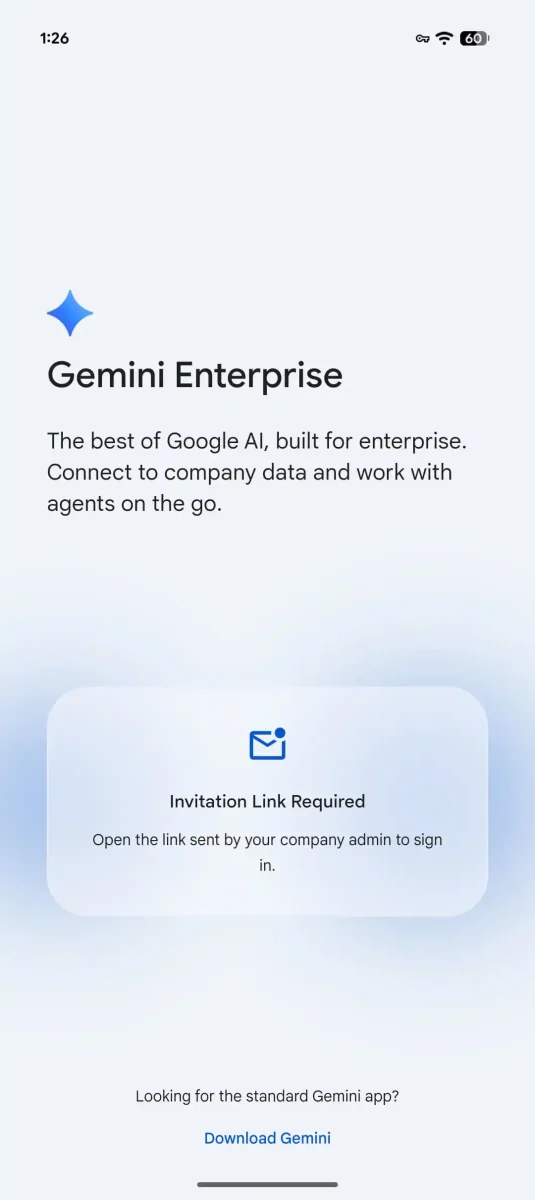 اپلیکیشن موبایلی Gemini Enterprise منتشر شد