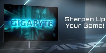 پوستر تبلیغاتی مانیتور گیمینگ Gigabyte GO27Q24G با شعار "Sharpen Up Your Game".