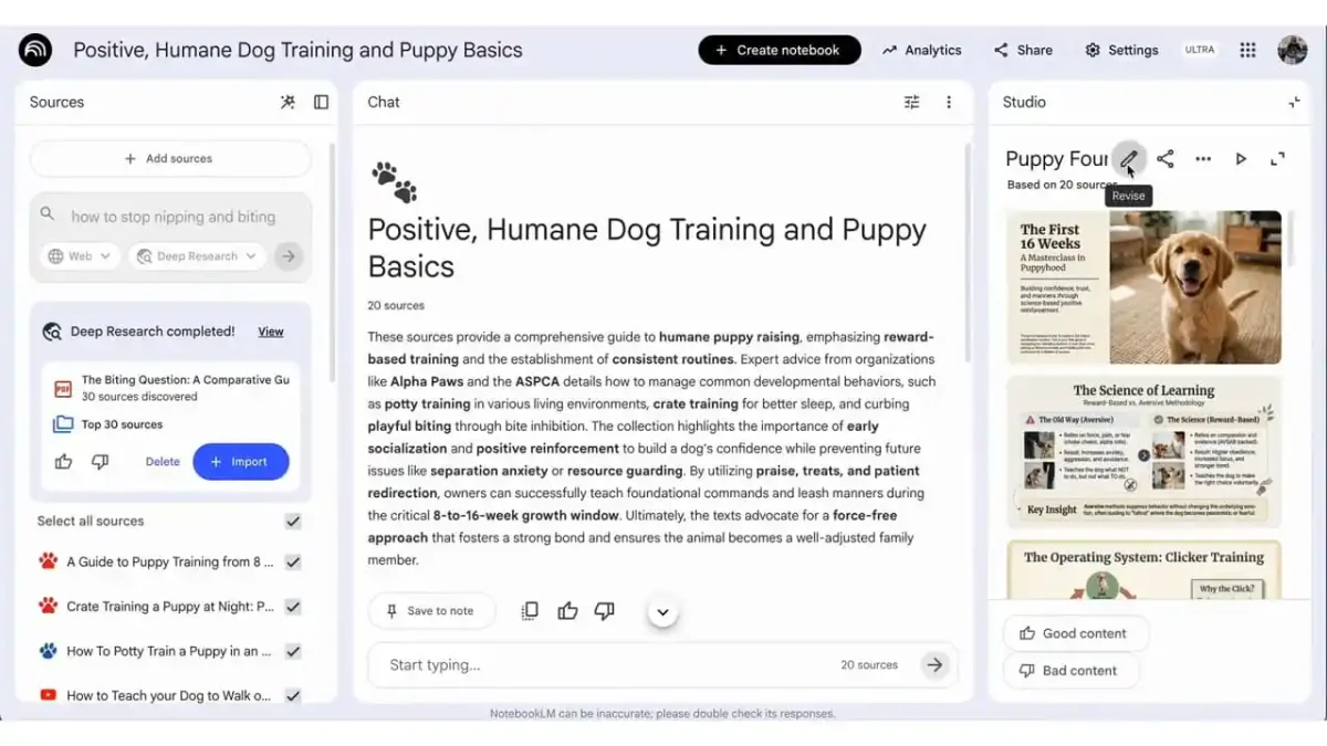 ویرایش اسلاید در NotebookLM