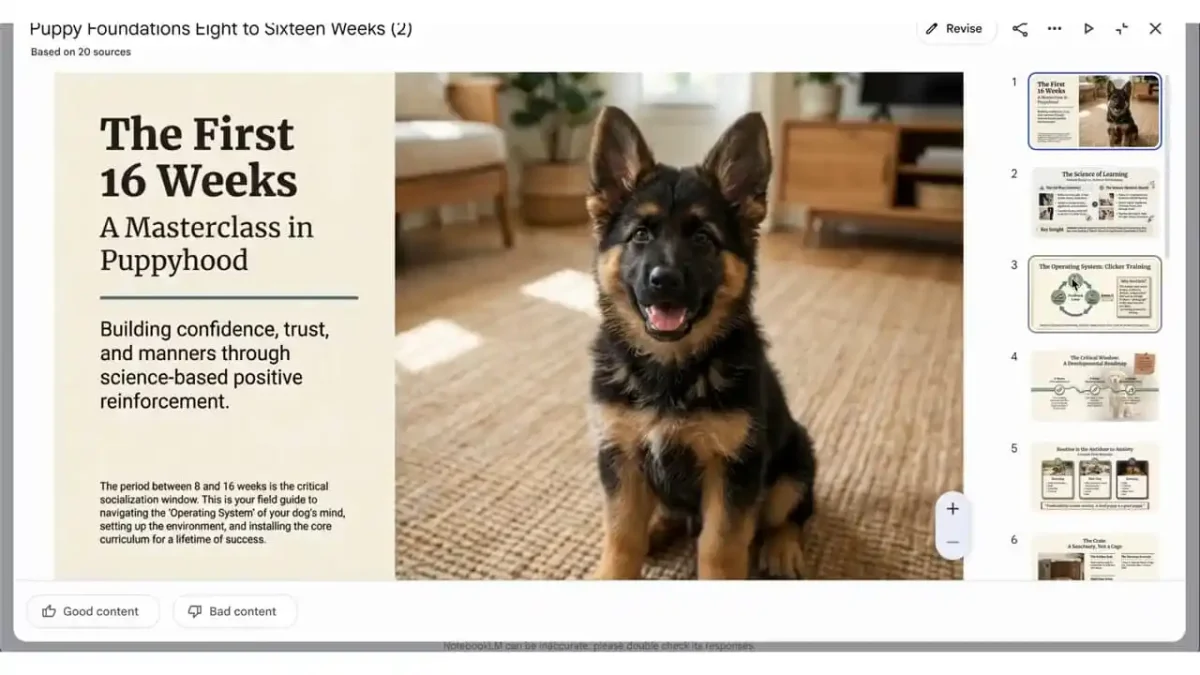 نمایی از ویرایش اسلاید NotebookLM