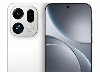 رندر نمای پشت و جلوی گوشی OPPO Find X10 با بدنه سفید و ماژول دوربین چهارگانه.