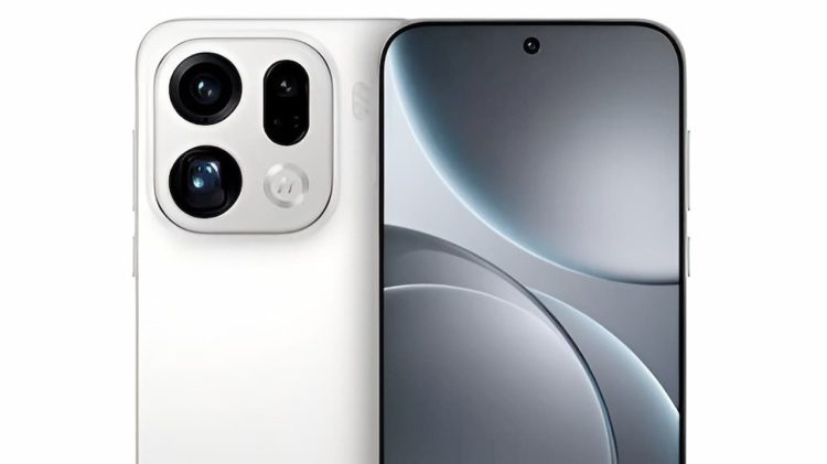 رندر نمای پشت و جلوی گوشی OPPO Find X10 با بدنه سفید و ماژول دوربین چهارگانه.