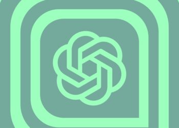 لوگوی شرکت OpenAI (طرح هندسی گل‌مانند) در مرکز یک الگوی دایره‌ای با تم رنگی سبز نعنایی.