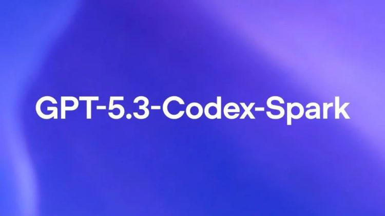 کلمه GPT-5.3-Codex-Spark با فونت سفید روی پسزمینه انتزاعی بنفش و آبی.