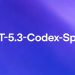 کلمه GPT-5.3-Codex-Spark با فونت سفید روی پسزمینه انتزاعی بنفش و آبی.