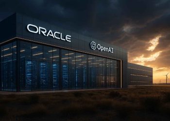 تصویر مفهومی دیتاسنتر مشترک Oracle و OpenAI؛ نمایش همکاری استراتژیک برای تقویت زیرساخت‌های ابری و پردازش سنگین هوش مصنوعی.
