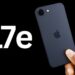 رندر گرافیکی از پشت گوشی آیفون 17e به رنگ مشکی با عبارت "17e" در کنار آن.
