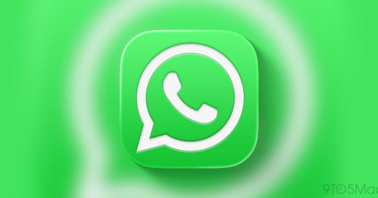 آیکون سفید و سبز اپلیکیشن واتس‌اپ با افکت درخشش در پس‌زمینه.