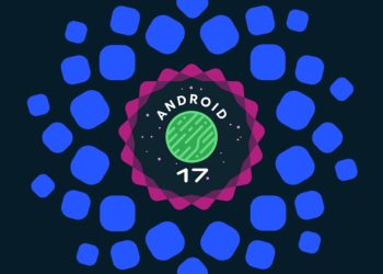 تصویر گرافیکی رسمی Android 17 شامل نشان دایرهای Android 17 در مرکز، با الگوی اشکال هندسی آبیرنگ در پسزمینه تیره. طراحی مینیمال و انتزاعی تصویر، بر معرفی نسخه جدید سیستمعامل اندروید و هویت بصری آن تمرکز دارد.
