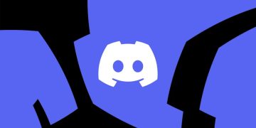 تصویر گرافیکی از لوگوی Discord* با طراحی ساده، رنگ زمینه‌ی آبی تیره با جداسازی سیاه؛ نمایی نمادین از برند و هویت بصری این پلتفرم ارتباطی محبوب میان گیمرها و جوامع آنلاین.