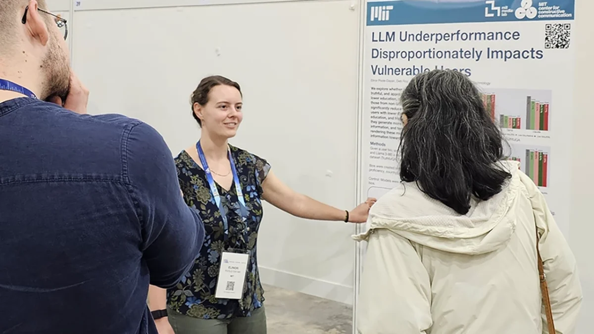 ارائه پوستر پژوهش MIT درباره عملکرد ضعیف مدل‌های زبانی بزرگ برای کاربران آسیب‌پذیر در یک کنفرانس علمی