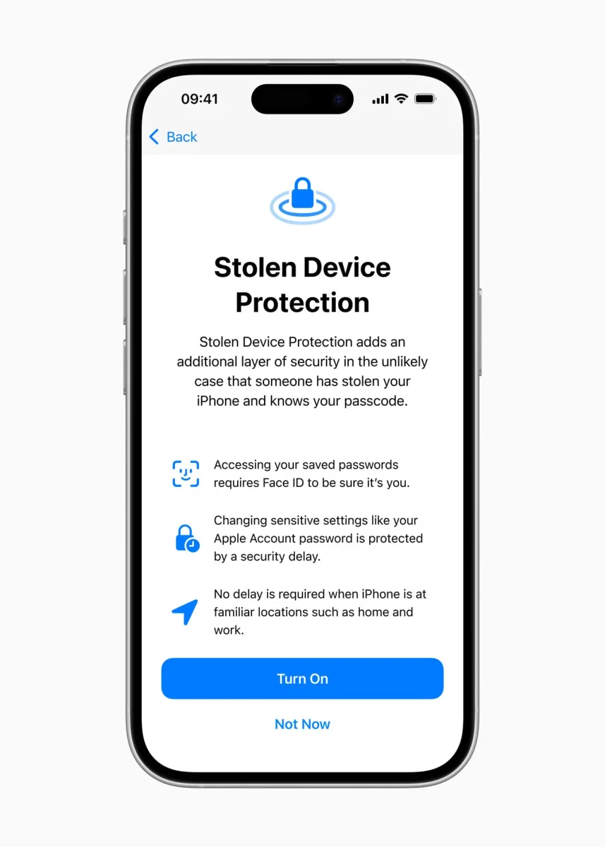 حفاظت از دستگاه سرقت‌شده به‌ صورت پیش‌فرض فعال است