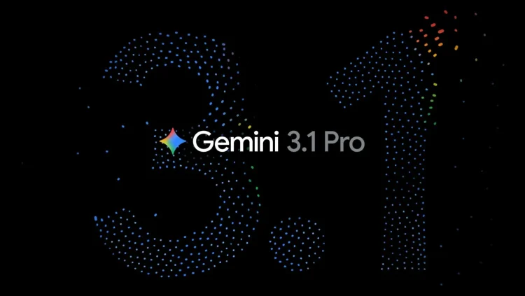 کاور رسمی معرفی Gemini 3.1 Pro با پس‌زمینه تیره و الگوی نقاط نورانی دیجیتال که عدد «3.1» را به‌صورت انتزاعی شکل می‌دهند؛ نمایش هویت بصری نسل جدید مدل زبانی Google Gemini با تمرکز بر پیشرفت‌های عملکردی، مقیاس‌پذیری و توان پردازش پیشرفته هوش مصنوعی.