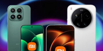 رندر فاششده جهانی از Xiaomi 17 که نمای جلو و پشت گوشی را نشان میدهد؛ شامل نمایشگر با حفره مرکزی، بدنه سبز و سفید، و ماژول دوربین دایرهای بزرگ با برند Leica در پنل پشتی.