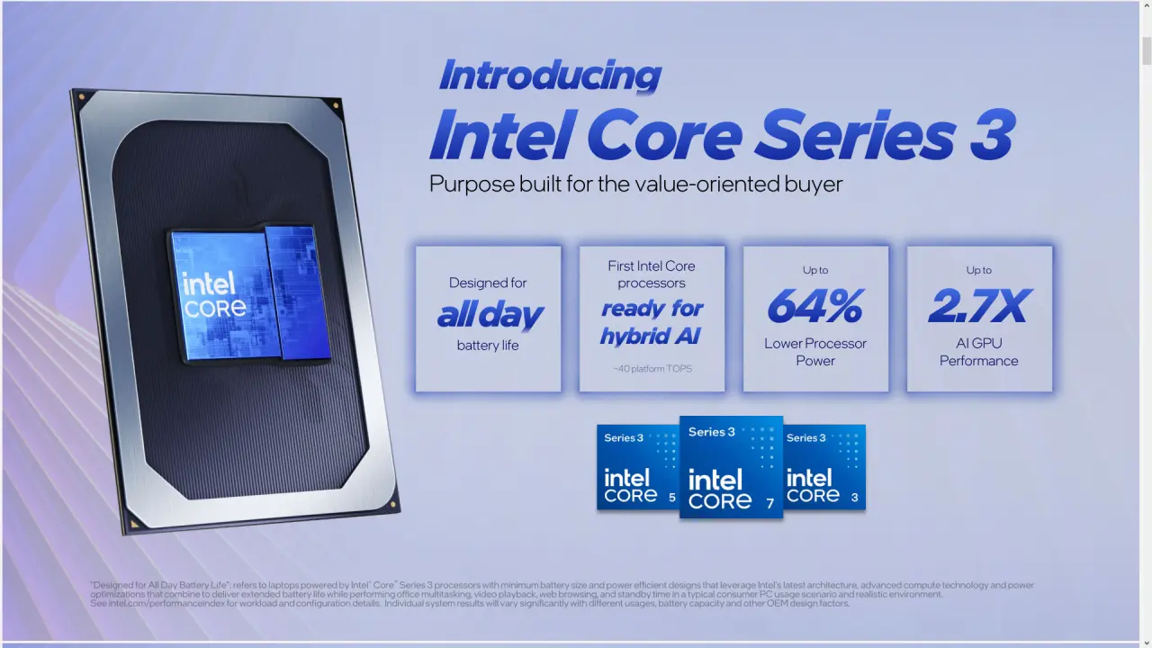 اینتل پردازنده‌های هیبریدی و اقتصادی Core 3 مجهز به AI را معرفی کرد