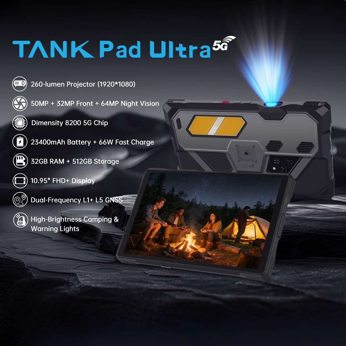 تبلت مقاوم Tank Pad Ultra با دوربین دید در شب و پروژکتور داخلی معرفی شد