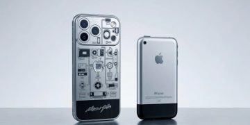 مقایسه Caviar iPhone 2007 Edition با آیفون اصلی سال 2007؛ نسخه لوکس با بدنه حکاکی‌شده در کنار طراحی کلاسیک اولین آیفون اپل