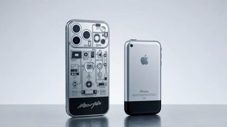 مقایسه Caviar iPhone 2007 Edition با آیفون اصلی سال 2007؛ نسخه لوکس با بدنه حکاکی&zwnj;شده در کنار طراحی کلاسیک اولین آیفون اپل