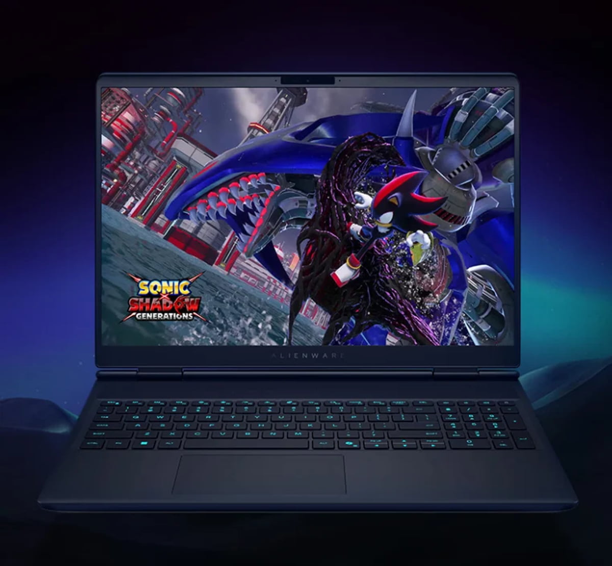 تصویری از لپتاپ گیمینگ Alienware Aurora 16X مدل ۲۰۲۶ دل از روبهرو در حال اجرای بازی Sonic Shadow Generations