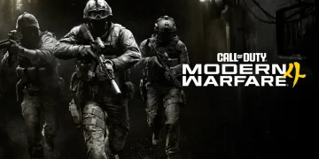 پوستر تبلیغاتی بازی Call of Duty: Modern Warfare 4؛ نمایش چند سرباز مسلح در حال دویدن در محیطی تاریک و عملیاتی با سبک بصری واقعگرایانه