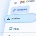 دکمه جدید AI Inbox در منوی کناری Gmail در کنار گزینه Compose، نشان‌دهنده قابلیت‌های جدید هوش مصنوعی گوگل برای مدیریت هوشمند ایمیل‌ها.