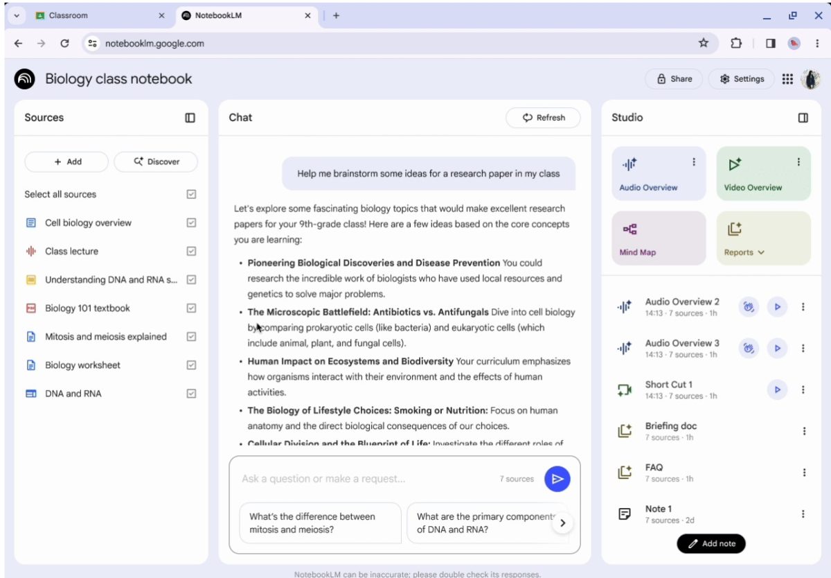 گوگل قابلیت NotebookLM را برای دانشجویان فعال کرد 