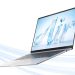 نمای زاویه‌دار از لپ‌تاپ نقره‌ای رنگ Lenovo Lecoo Air 14 با صفحه‌نمایش روشن و افکت هنری انتزاعی به شکل کلمه Air در پس‌زمینه