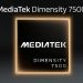 تصویر استودیویی چیپست MediaTek Dimensity 7500؛ لوگوی مدیاتک در مرکز یک قاب مربعی با نورپردازی طلایی در پسزمینهای تیره و مینیمال