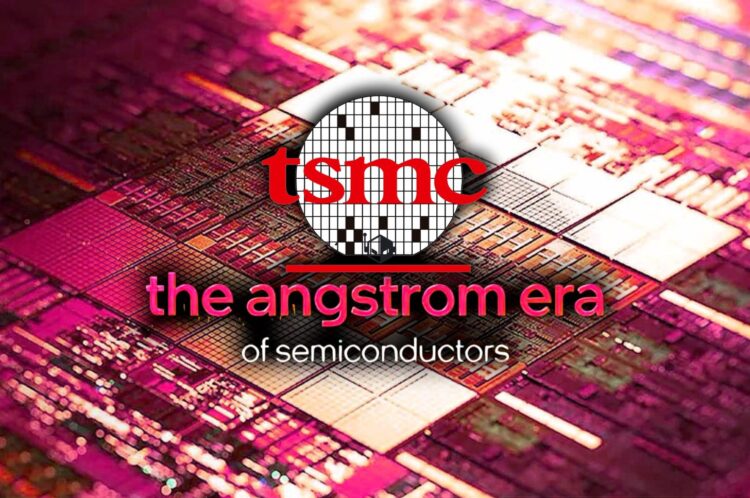 تصویر مفهومی از ویفر نیمه‌رسانا با لوگوی TSMC و عبارت The Angstrom Era of Semiconductors که به نسل جدید فناوری ساخت تراشه اشاره دارد