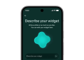 صفحه موبایل با پیام «Describe your widget» همراه با فیلد ورودی برای توضیح ویجت در رابط کاربری اندروید.